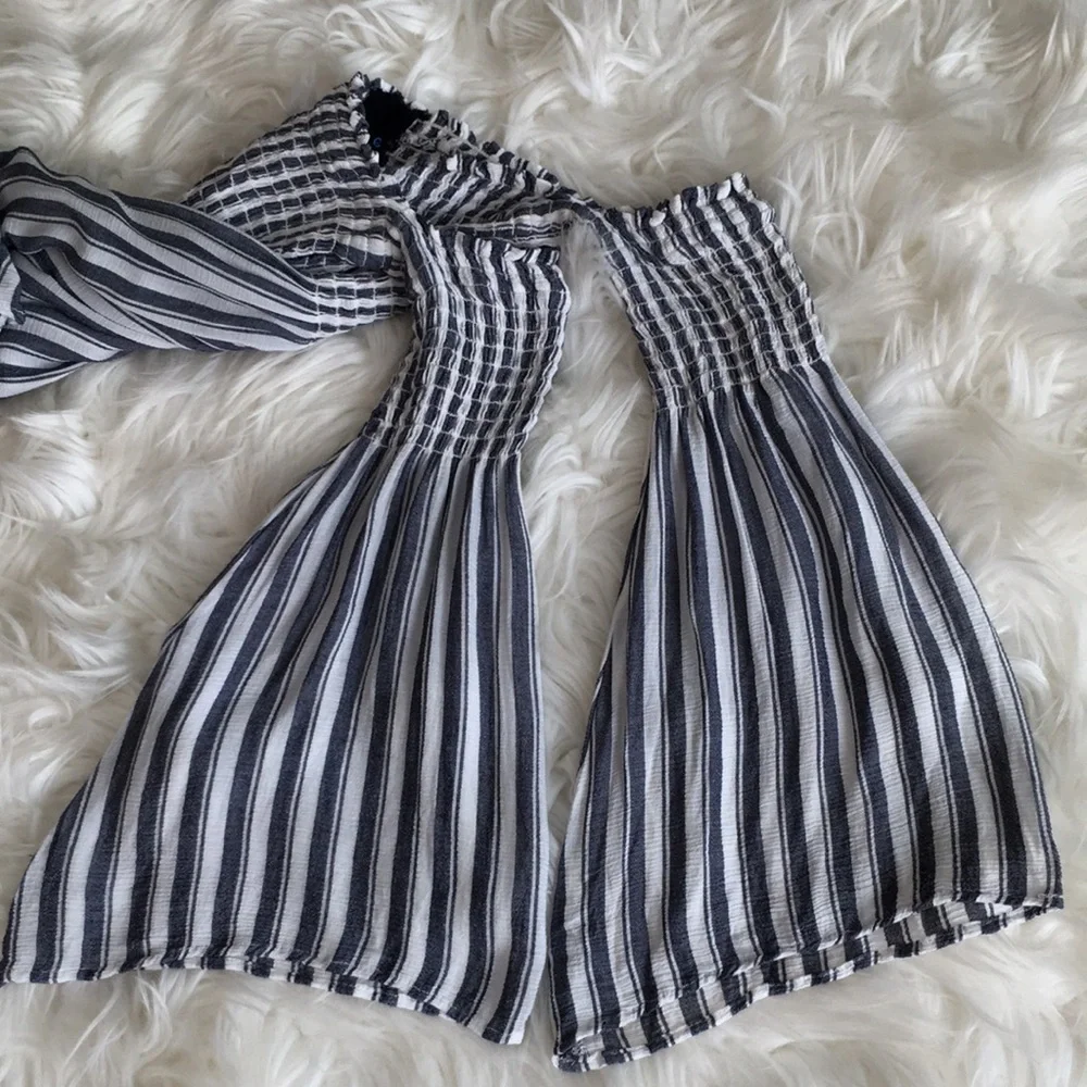 Blue Life Blue/White Straps Bell Sleeves Top - Picture 6 of 11
